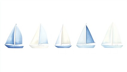 Fototapeta premium Watercolor Sailboats - Serenity on the Sea