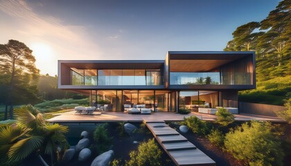 Obraz premium Serene Modern Escape: A Fusion of Luxury and Nature
