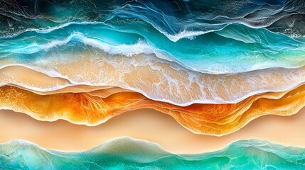 Obraz premium A close up of a beach with waves crashing on the sand