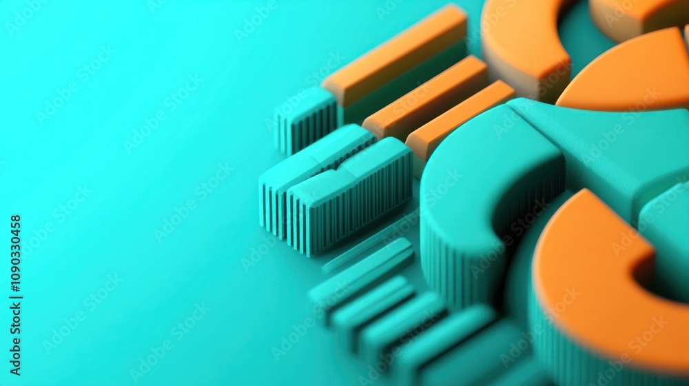 Aufkleber abstract design featuring geometric shapes in turquoise and orange colors.