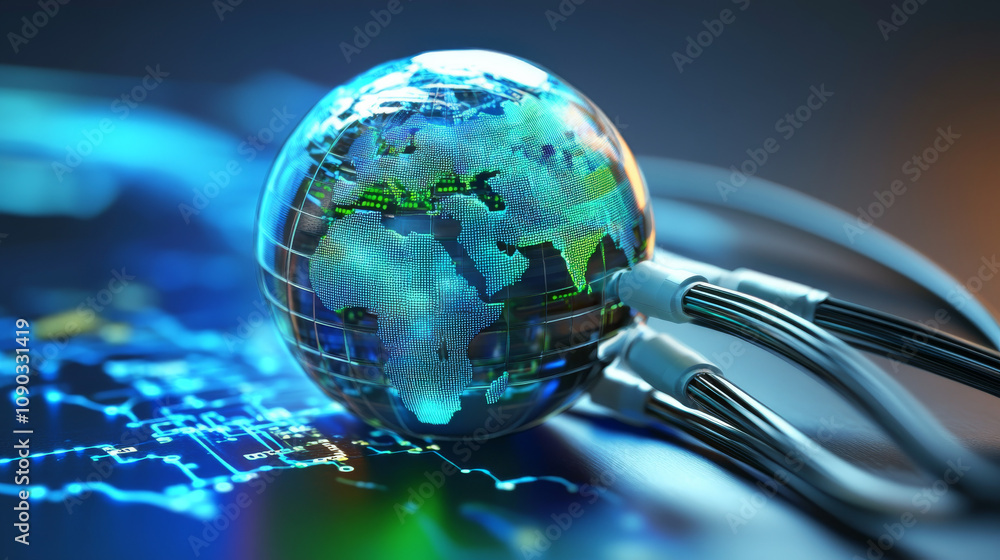 Poster global internet connection. a 3d image.