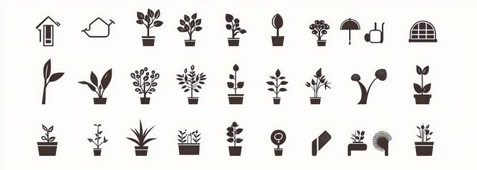 Naklejka premium Elegant Plant Icons Collection