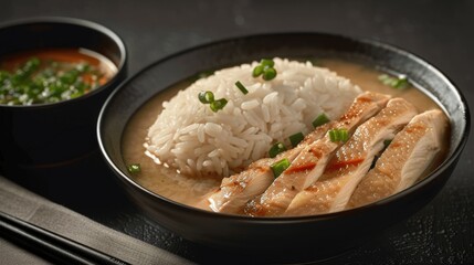 Delicious Chicken Rice Bowl with Soup
