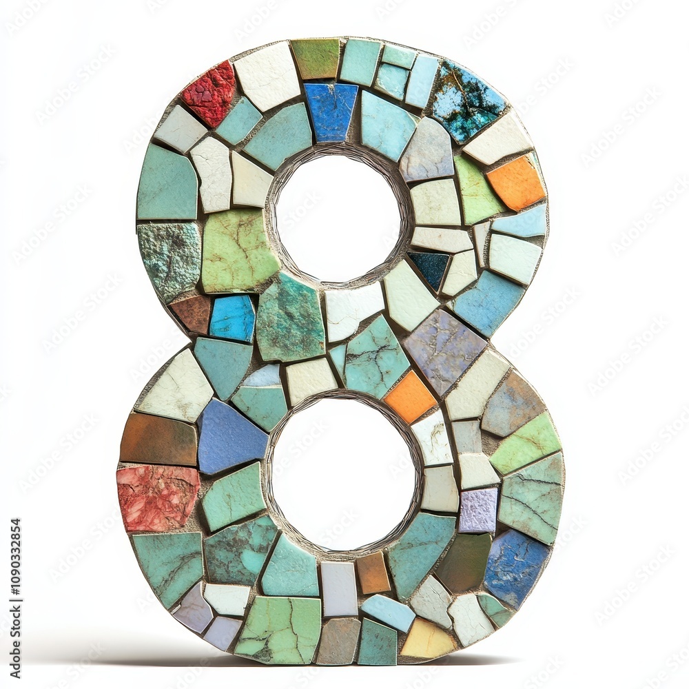 Poster a colorful mosaic numeral 