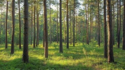 Fototapeta premium Serene Pine Forest Landscape