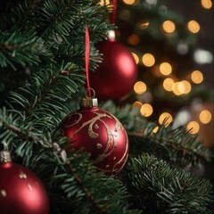 Christmas tree with gifts and decorations