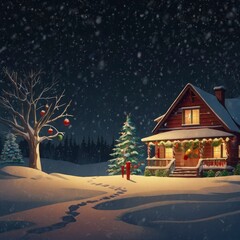 Christmas tree with gifts and decorations