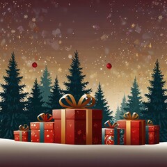 Christmas tree with gifts and decorations