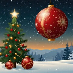 Christmas tree with gifts and decorations