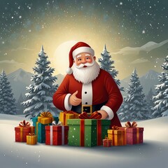 Christmas tree with gifts and decorations