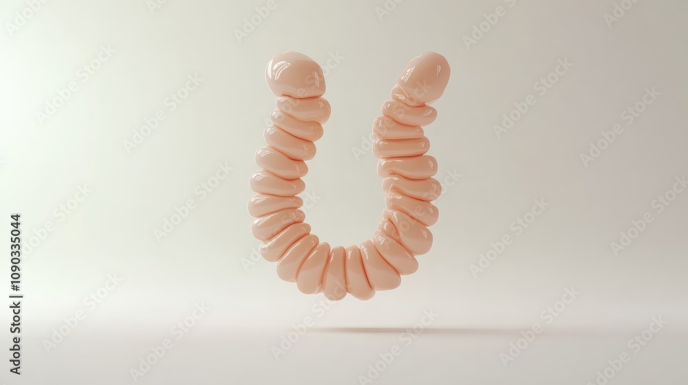 Fototapete A stylized abstract shape resembling a soft, flexible object in a light setting.