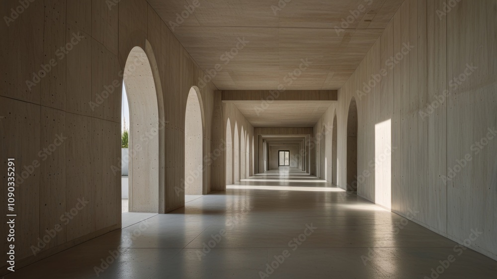 Poster here's a possible response following your specifications.. modern minimalist architectural corridor 