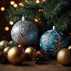 Christmas tree with gifts and decorations