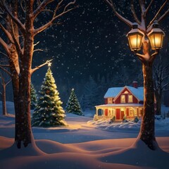 Christmas tree with gifts and decorations
