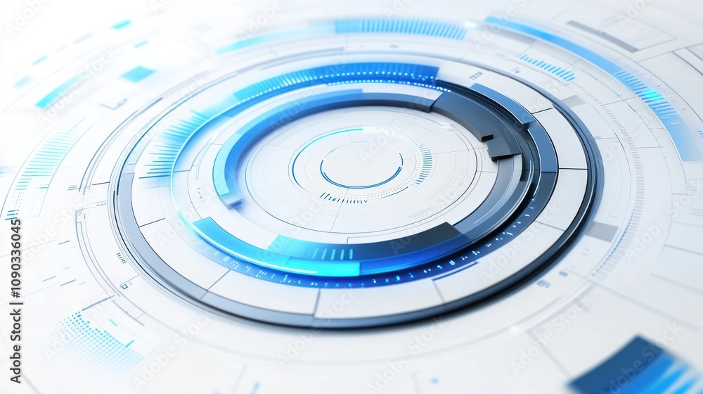 Aufkleber abstract digital design featuring circular patterns and blue accents, suggesting technology.