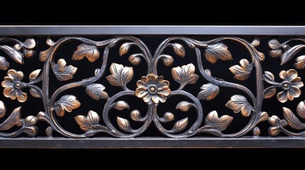 Ornate Black Metal Decor with Gold Accents