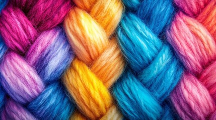 A close up of a pile of brightly colored yarn
