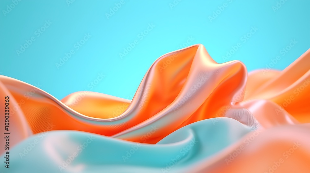 Poster dynamic flowing fabric patterns minimalist studio abstract art soft textures close-up visual harmony
