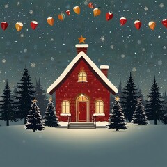 Christmas tree with gifts and decorations