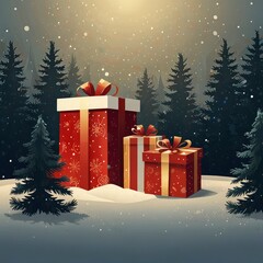 Christmas tree with gifts and decorations