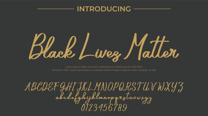 Obraz premium Black Lives Matter Font Stylish brush painted an uppercase vector letters, alphabet, typeface