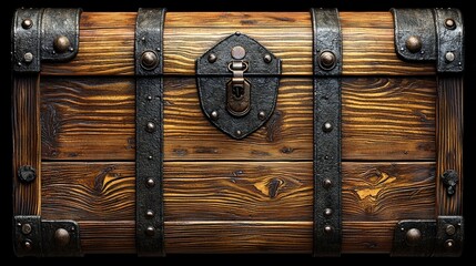 Antique Polished Wooden Chest Refurbished - Hyper Realistic 3D Illustration