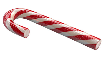 Obraz premium Festive Candy Cane, Glossy Red and White Striped Christmas Treat with Peppermint Flavor on a transparent background V2