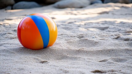 Obraz premium Colorful Beach Ball on Sandy Shore
