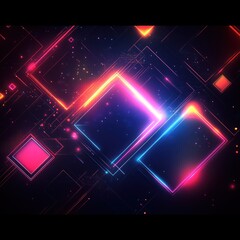 Obraz premium Abstract Neon Geometric Shapes Design Background