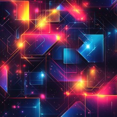 Obraz premium Abstract Neon Geometric Network Design Art