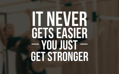 Empowering fitness quote about progress and building resilience over time. Ideal for gym and...
