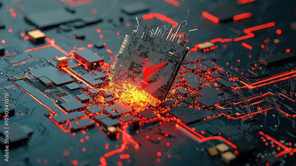 Leinwandbilder Error disruption in ai algorithm code digital environment technical analysis cybersecurity landscape critical viewpoint impact of code integrity
