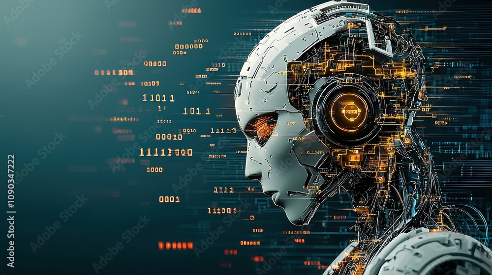 Poster Ai neural network error analysis digital workspace visual content tech environment side view red error codes and data flow