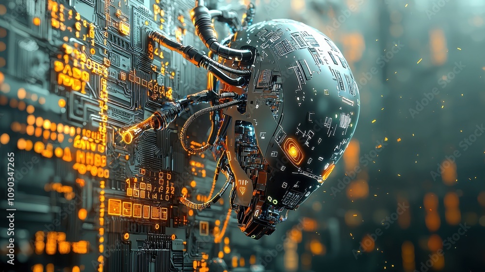 Leinwandbilder ai security system glitching under cyber attack a visual standard analysis in the digital environmen