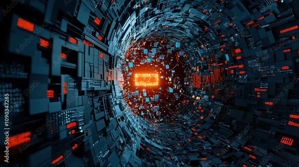 Leinwandbilder ai security system glitching under cyber attack visual standards analysis in a digital environment