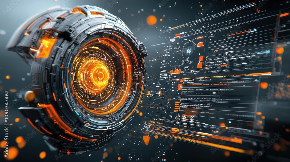 Poster Cyber attack warning overlay on futuristic ai interface global digital landscape interactive technology virtual environment security perspective ai and cybersecurity awareness