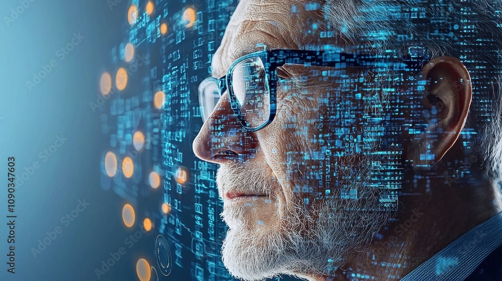 Leinwandbilder exploring cybersecurity innovations a cybersecurity expert with holographic ai interface tech lab vi