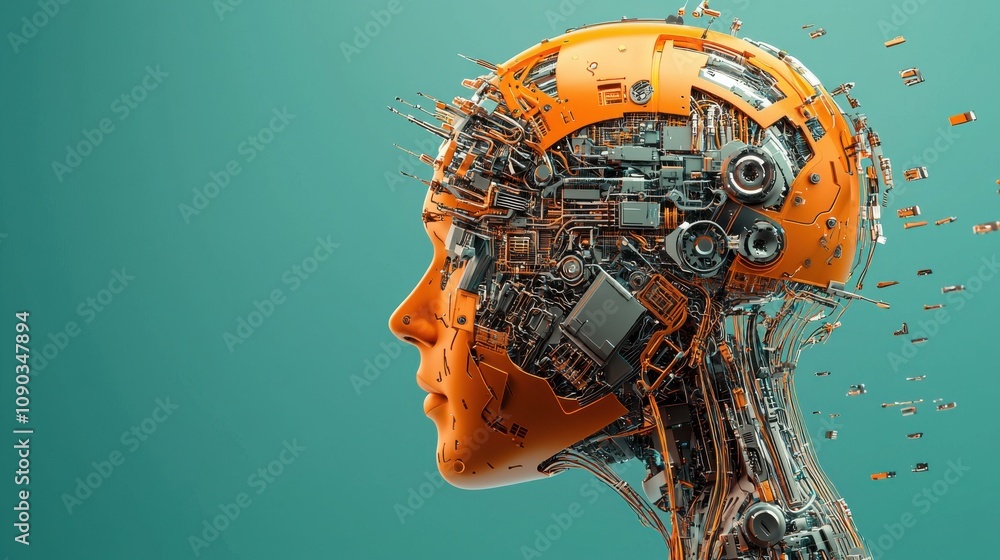 Poster Exploring the future ai-driven digital brain concept virtual environment graphic visualization cybernetic perspective