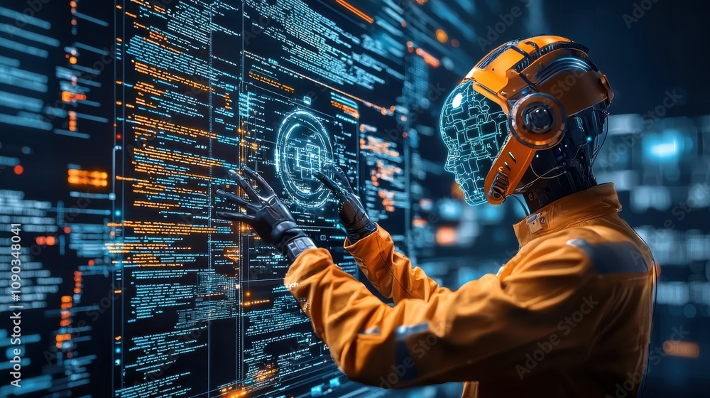 Fototapete Hands coding ai cybersecurity algorithms against cyber standards in a high-tech environment a deep dive into modern cyber defense strategies