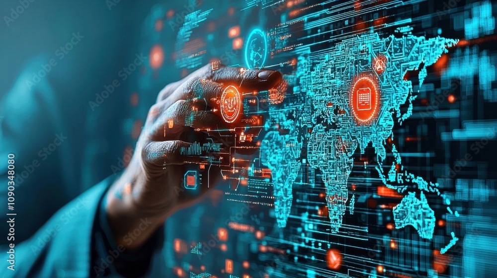 Leinwandbilder Hacking hands engaging ai-powered firewall technology to secure systems worldwide a deep dive into cybersecurity solutions
