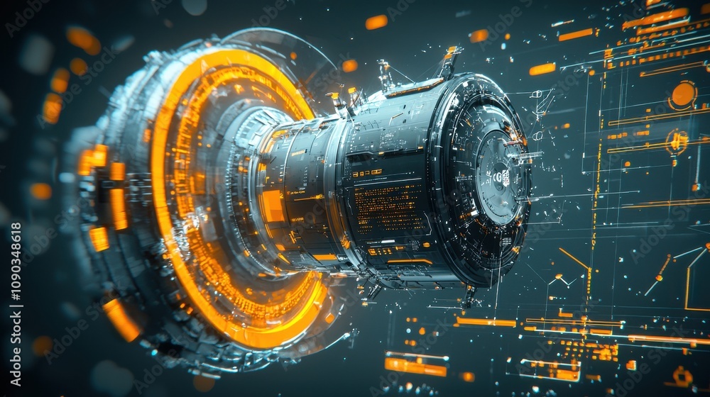 Leinwandbilder Holographic screen displays ai data encryption breach in a futuristic tech lab environment