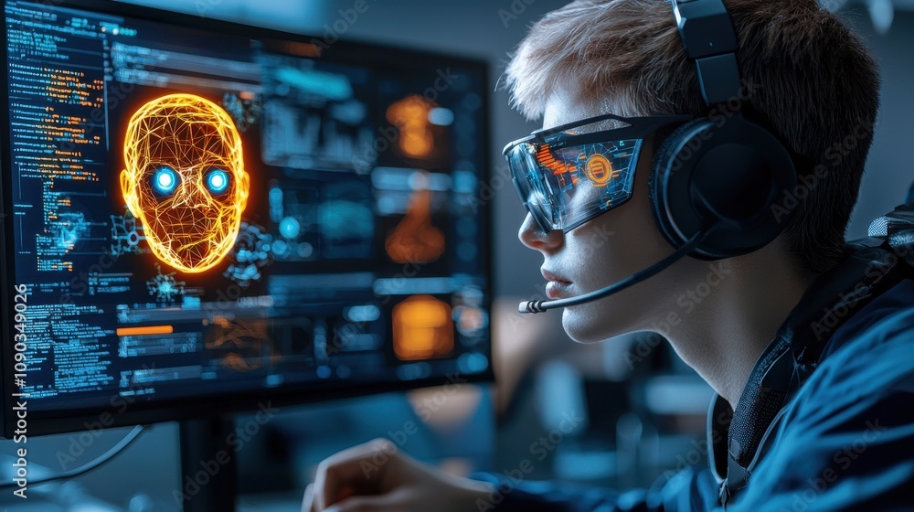 Leinwandbilder Programmer enhancing cybersecurity defense strategies at aipow standards tech lab digital innovation focused perspective on cyber defense