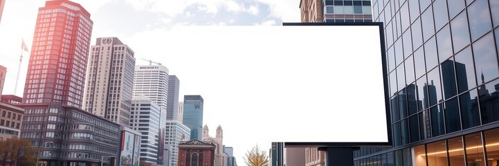 Obraz premium A mockup of a blank street billboard in a urban setting with skyscrapers in the background, empty, advertisement