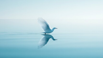 Fototapeta premium Surreal Bird on Calm Water in Dreamlike Scene