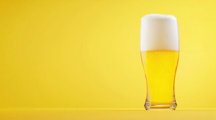 glass of beer Over gold Studio Background.