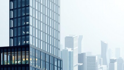 Obraz premium Isometric vector illustration of a modern office workplace building with various floors and windows, corporate, business