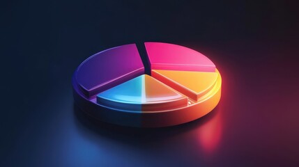 Obraz premium Colorful 3D Pie Chart with Glowing Segments
