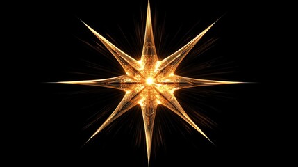 Radiant Golden Starburst on Black Background