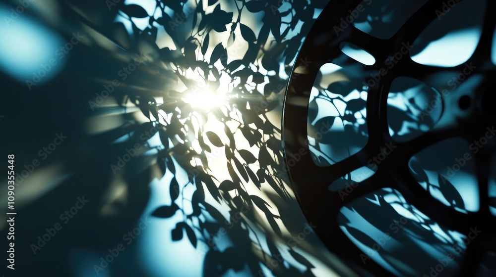 Poster fascinating interplay of light and shadow creates an artistic representation of nature through leave