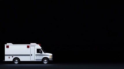 modern an ambulance Over black Studio Background.
